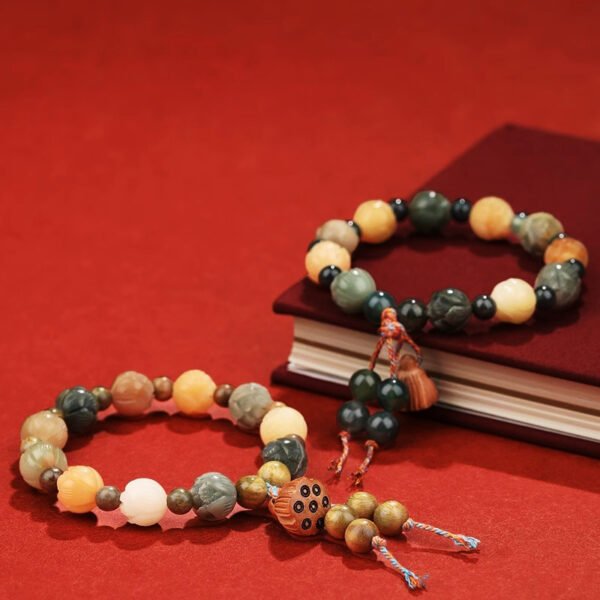 Money Flower Agate God of Wealth Lotus Bodhi Root Bracelet - Image 4