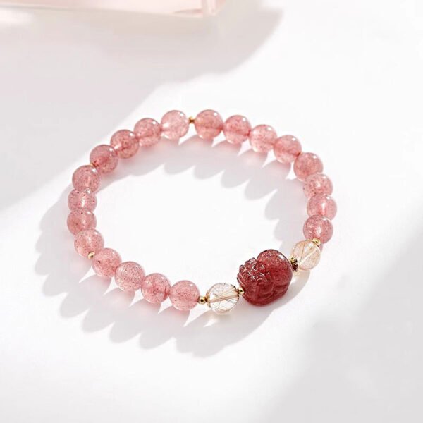 Strawberry Crystal Pixiu Bracelet, Women's Peach Blossom