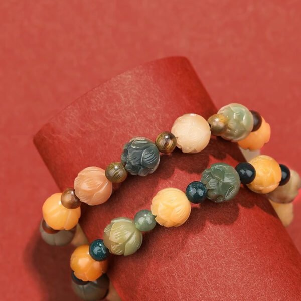 Money Flower Agate God of Wealth Lotus Bodhi Root Bracelet - Image 3