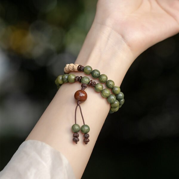 Original Old Green Sandalwood Buddha Bead Bracelet - Image 2