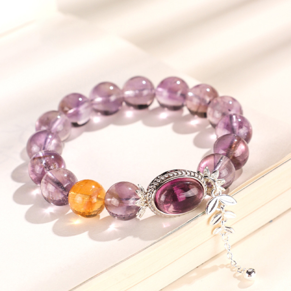 Amethyst egg face bead crystal bracelet-The Purple Air comes - Image 2