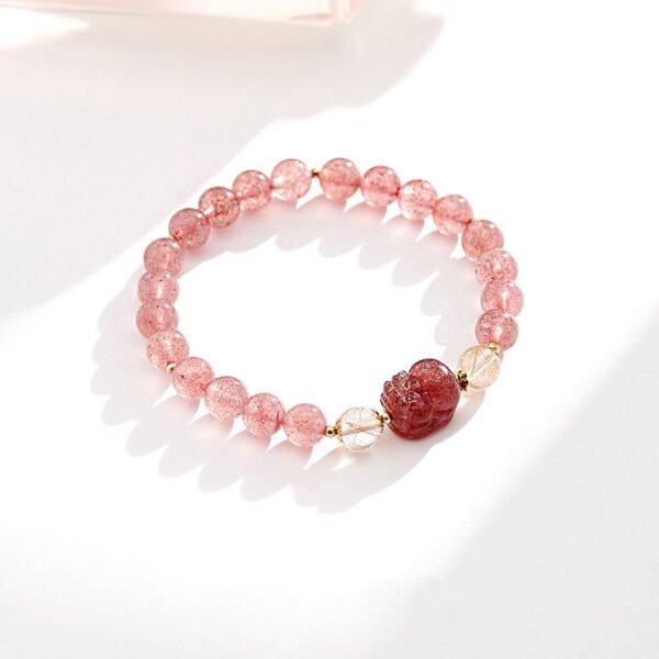 Strawberry Crystal Pixiu Bracelet, Women's Peach Blossom - Image 2