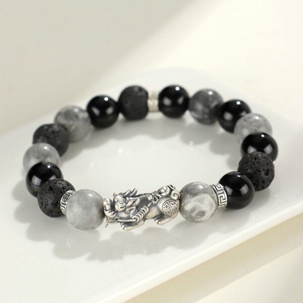 Black agate bracelet for wealth and blessings